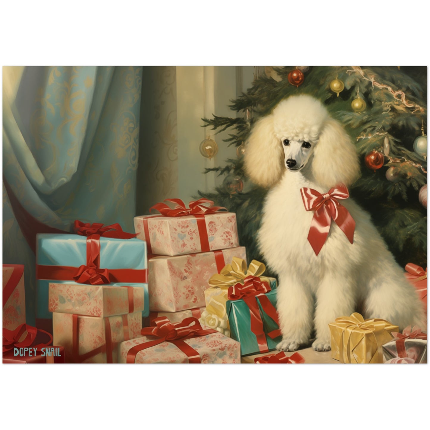 Pack of 10 Greeting Cards (standard envelopes) (US & CA) Christmas Poodle