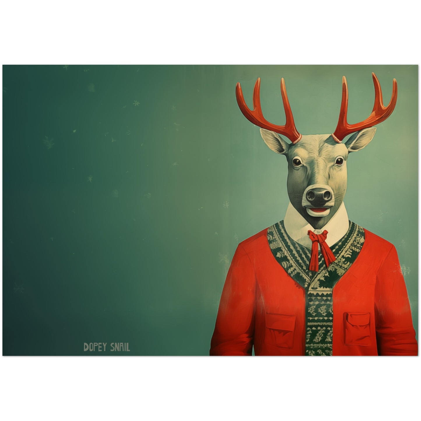 Pack of 10 Greeting Cards (standard envelopes) (US & CA) Red Antlers Red Suit