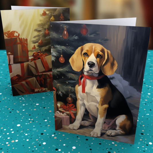 Pack of 10 Greeting Cards (standard envelopes) (US & CA) Christmas Beagle