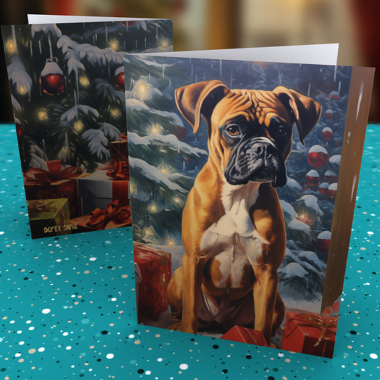 Pack of 10 Greeting Cards (standard envelopes) (US & CA) Christmas Boxer