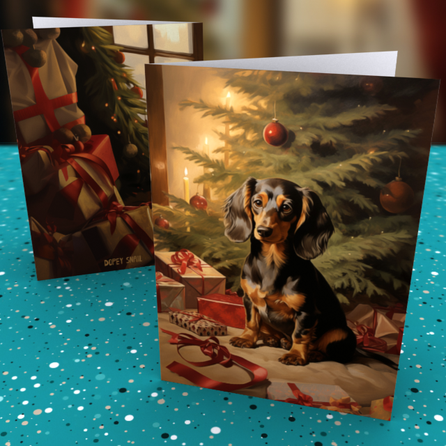 Pack of 10 Greeting Cards (standard envelopes) (US & CA) Christmas Dachshund