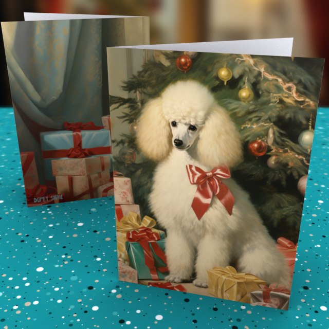 Pack of 10 Greeting Cards (standard envelopes) (US & CA) Christmas Poodle