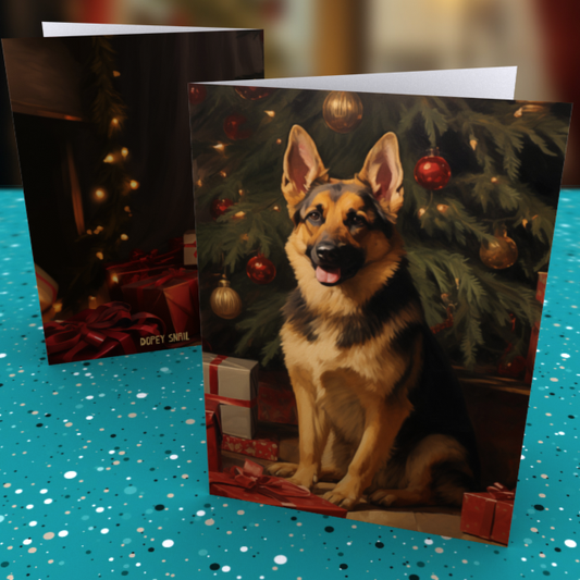 Pack of 10 Greeting Cards (standard envelopes) (US & CA) Christmas German Shepherd