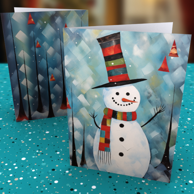 Pack of 10 Greeting Cards (standard envelopes) (US & CA) Happy Snowman