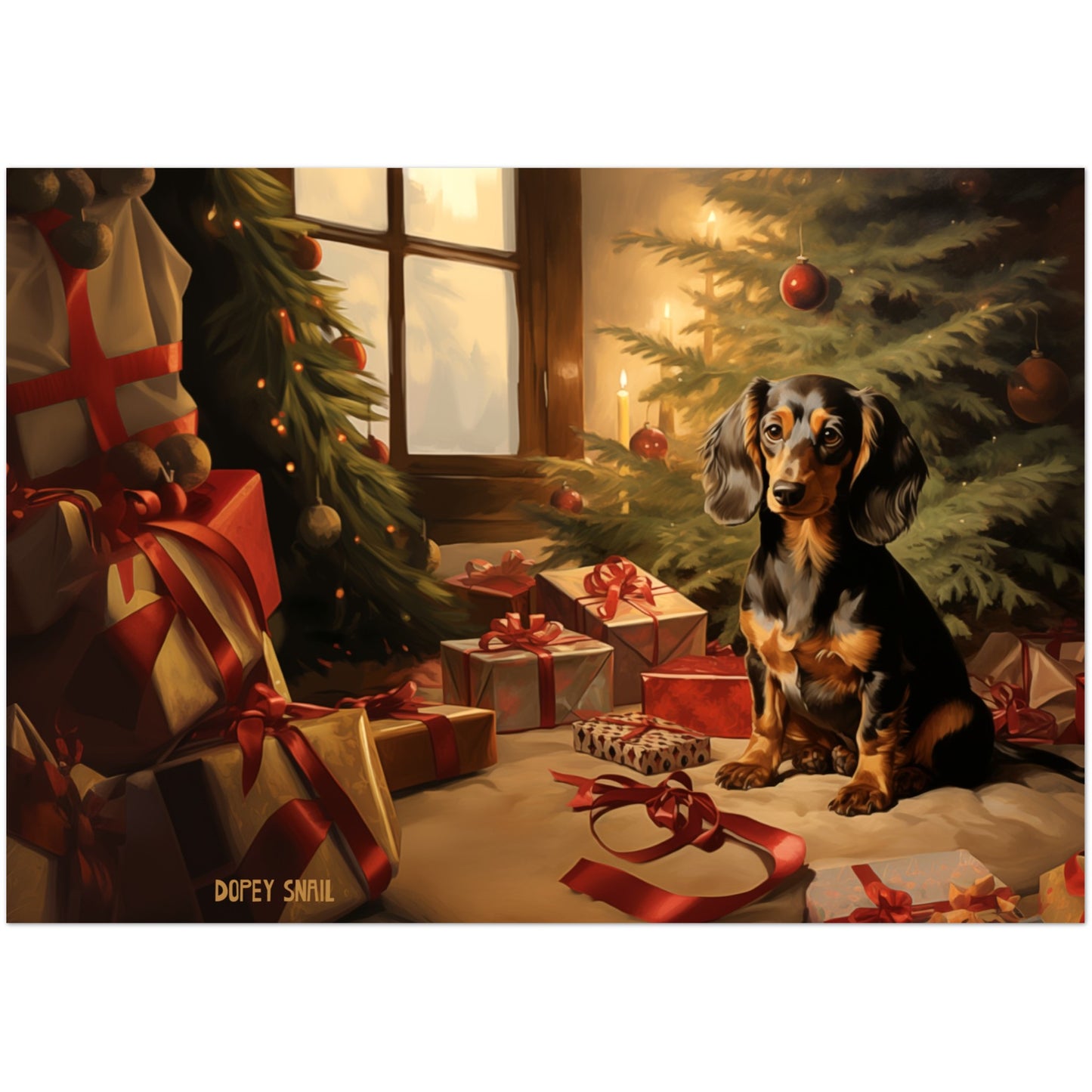 Pack of 10 Greeting Cards (standard envelopes) (US & CA) Christmas Dachshund