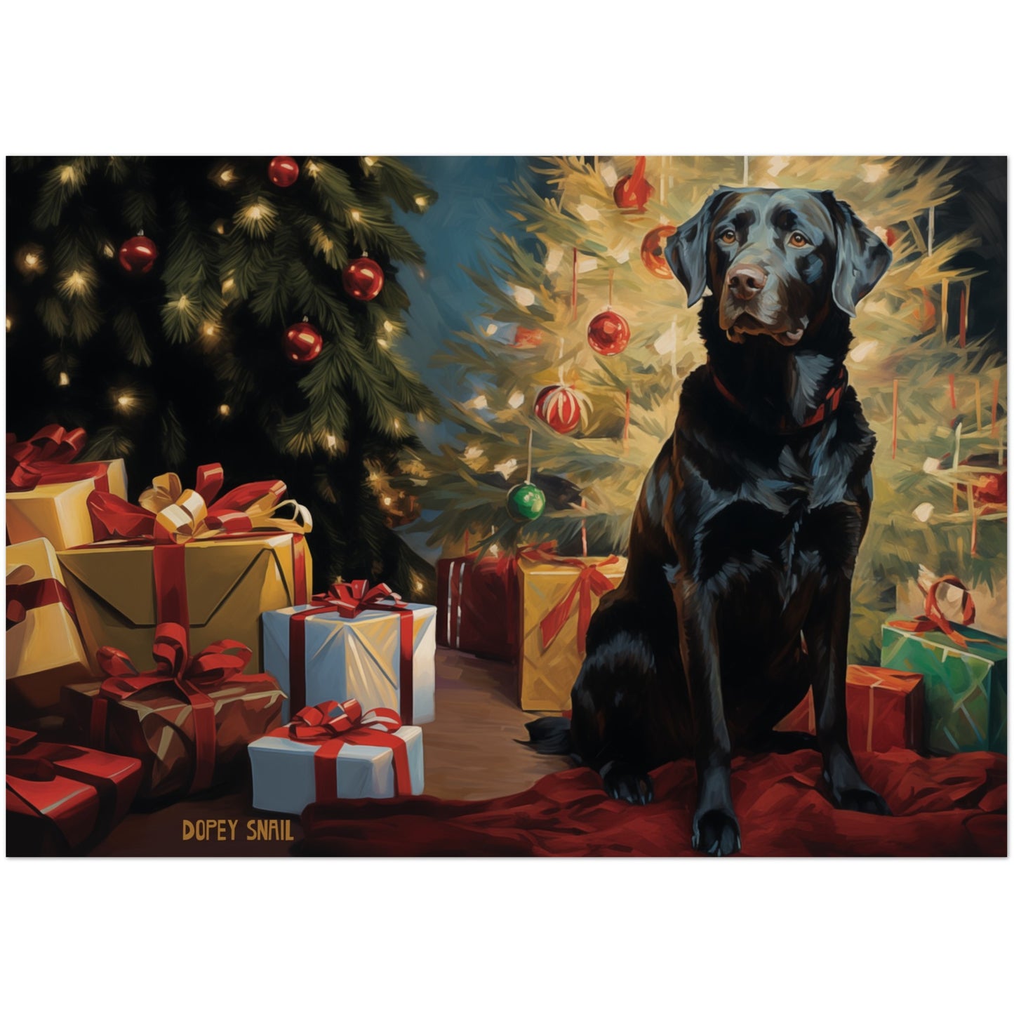 Pack of 10 Greeting Cards (standard envelopes) (US & CA) Christmas Black Lab