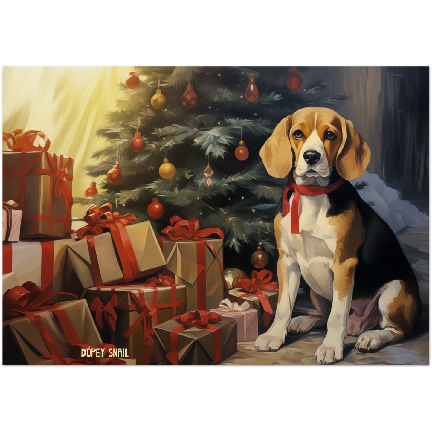 Pack of 10 Greeting Cards (standard envelopes) (US & CA) Christmas Beagle